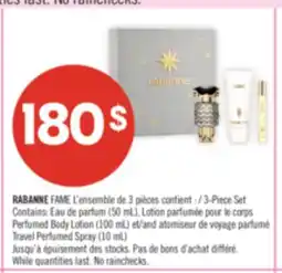 Pharmaprix RABANNE FAME 3-Piece Set (50 mL) Perfumed Body Lotion (100 mL) Travel Perfumed Spray (10 mL) offer