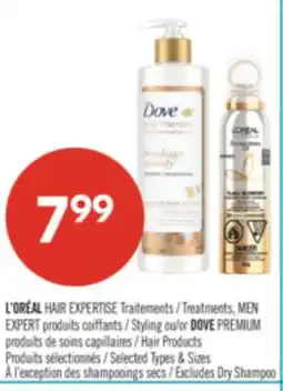 Pharmaprix L'ORÉAL HAIR EXPERTISE Treatments MEN EXPERT Styling or DOVE PREMIUM Hair Products offer