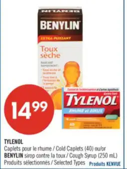 Pharmaprix TYLENOL Cold Caplets (40) or BENYLIN Cough Syrup (250 mL) offer