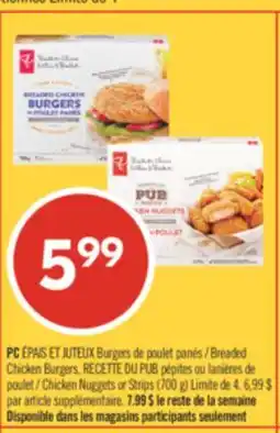 Pharmaprix PC Breaded Chicken Burgers Chicken Nuggets or Strips offer