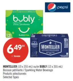 Pharmaprix MONTELLIER (10 x 355 mL) or BUBLY (12 x 355 mL) Sparkling Water Beverage offer