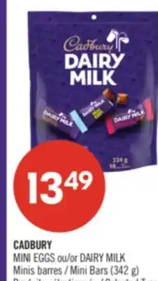 Pharmaprix CADBURY MINI EGGS or DAIRY MILK Mini Bars (342 g) offer