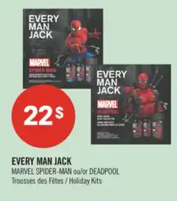 Pharmaprix EVERY MAN JACK MARVEL SPIDER-MAN or DEADPOOL Holiday Kits offer