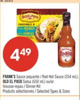 Pharmaprix FRANK'S Red Hot Sauce (354 mL), OLD EL PASO Salsa (650 mL) or Dinner Kit offer