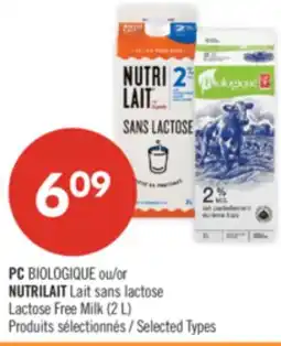 Pharmaprix PC BIOLOGIQUE or NUTRILAIT Lait sans lactose Lactose Free Milk (2 L) offer