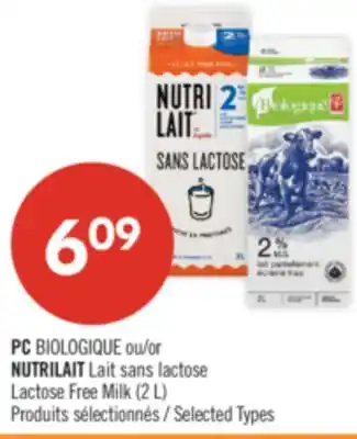 Pharmaprix PC BIOLOGIQUE or NUTRILAIT Lait sans lactose Lactose Free Milk (2 L) offer