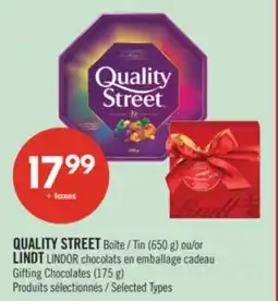 Pharmaprix QUALITY STREET Tin (650 g) or LINDT LINDOR Gifting Chocolates (175 g) offer