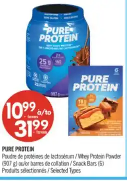 Pharmaprix PURE PROTEIN Whey Protein Powder (907 g) or Snack Bars (6) offer