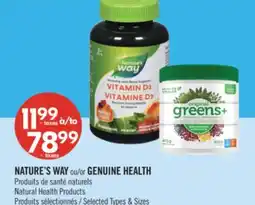 Pharmaprix NATURE'S WAY or GENUINE HEALTH Natural Health Products offer