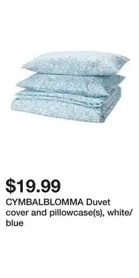 IKEA CYMBALBLOMMA Duvet cover and pillowcase(s), white/blue offer