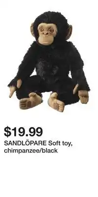 IKEA SANDLÖPARE Soft toy, chimpanzee/black offer