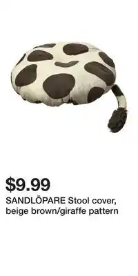 IKEA SANDLÖPARE Stool cover, beige brown/giraffe pattern offer