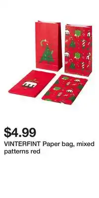 IKEA VINTERFINT Paper bag, mixed patterns red offer