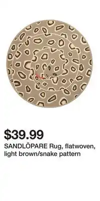 IKEA SANDLÖPARE Rug, flatwoven, light brown/snake pattern offer