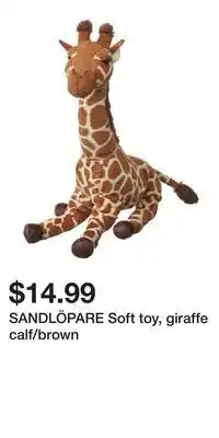 IKEA SANDLÖPARE Soft toy, giraffe calf/brown offer