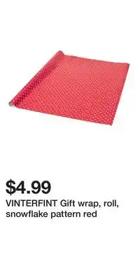 IKEA VINTERFINT Gift wrap, roll, snowflake pattern red offer