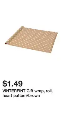 IKEA VINTERFINT Gift wrap, roll, heart pattern/brown offer