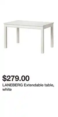 IKEA LANEBERG Extendable table, white offer