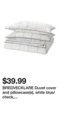 IKEA BREDVECKLARE Duvet cover and pillowcase(s), white blue/check, Full/Queen (Double/Queen) offer