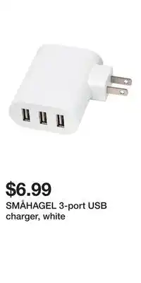 IKEA SMÅHAGEL 3-port USB charger, white offer