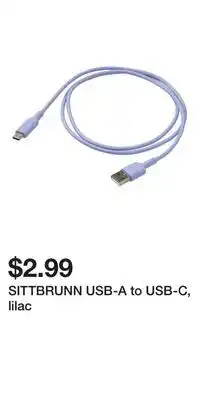 IKEA SITTBRUNN USB-A to USB-C, lilac offer