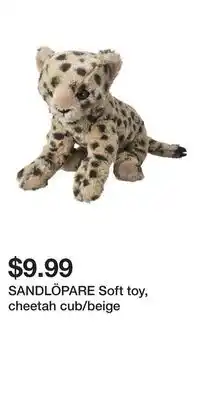 IKEA SANDLÖPARE Soft toy, cheetah cub/beige offer