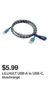 IKEA LILLHULT USB-A to USB-C, blue/orange offer