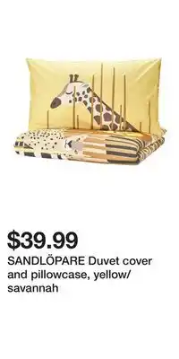 IKEA SANDLÖPARE Duvet cover and pillowcase, yellow/savannah offer