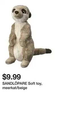 IKEA SANDLÖPARE Soft toy, meerkat/beige offer