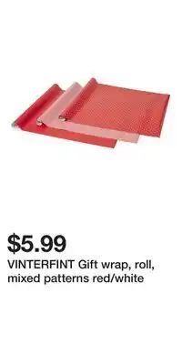 IKEA VINTERFINT Gift wrap, roll, mixed patterns red/white offer