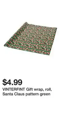 IKEA VINTERFINT Gift wrap, roll, Santa Claus pattern green offer