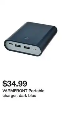 IKEA VARMFRONT Portable charger, dark blue offer