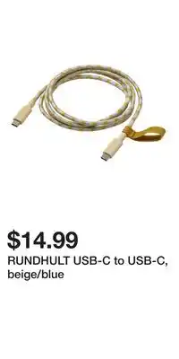 IKEA RUNDHULT USB-C to USB-C, beige/blue offer