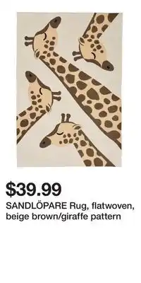 IKEA SANDLÖPARE Rug, flatwoven, beige brown/giraffe pattern offer