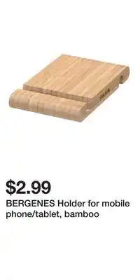 IKEA BERGENES Holder for mobile phone/tablet, bamboo offer