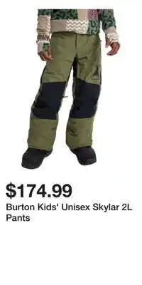Sport Chek Burton Kids' Unisex Skylar 2L Pants offer