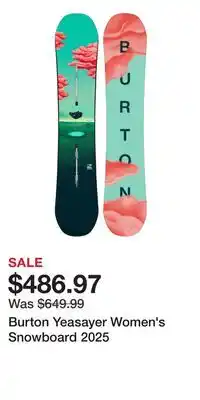 Sport Chek Burton Yeasayer Women's Snowboard 2025 offer