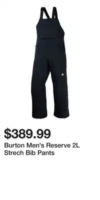 Sport Chek Burton Men's Reserve 2L Strech Bib Pants offer