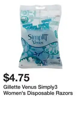 Dollarama Gillette Venus Simply3 Women's Disposable Razors offer