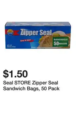 Dollarama Seal STORE Zipper Seal Sandwich Bags, 50 Pack offer