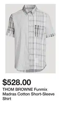 Holt Renfrew THOM BROWNE Funmix Madras Cotton Short-Sleeve Shirt offer