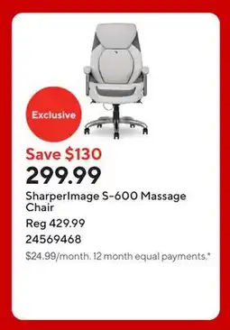 Staples SharperImage S-600 Massage Chair offer