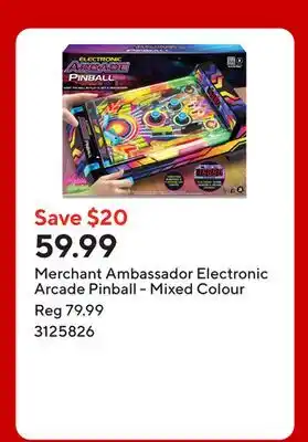 Staples Merchant Ambassador Electronic Arcade Pinball - Mixed Colour offer