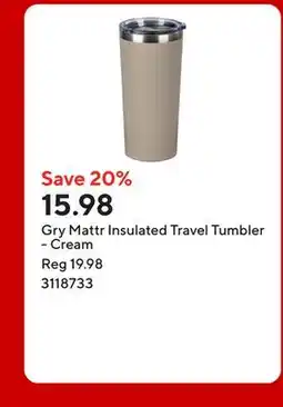 Staples Gry Mattr Insulated Travel Tumbler - Cream offer