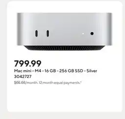 Staples Mac mini - M4 - 16 GB - 256 GB SSD - Silver offer