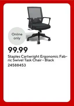 Staples Staples Cartwright Ergonomic Fabric Swivel Task Chair - Black offer