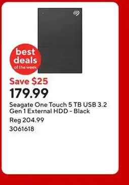 Staples Seagate One Touch 5 TB USB 3.2 Gen 1 External HDD - Black offer