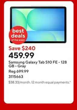 Staples Samsung Galaxy Tab S10 FE - 128 GB - Gray offer