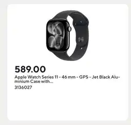 Staples Apple Watch Series 11 - 46 mm - GPS - Jet Black Aluminium Case with Black Sport Band - M/L offer