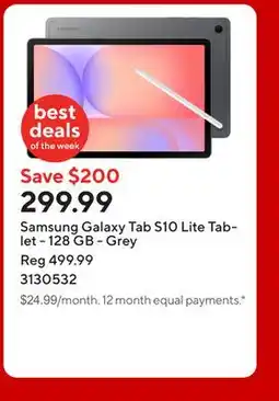 Staples Samsung Galaxy Tab S10 Lite Tablet - 128 GB - Grey offer